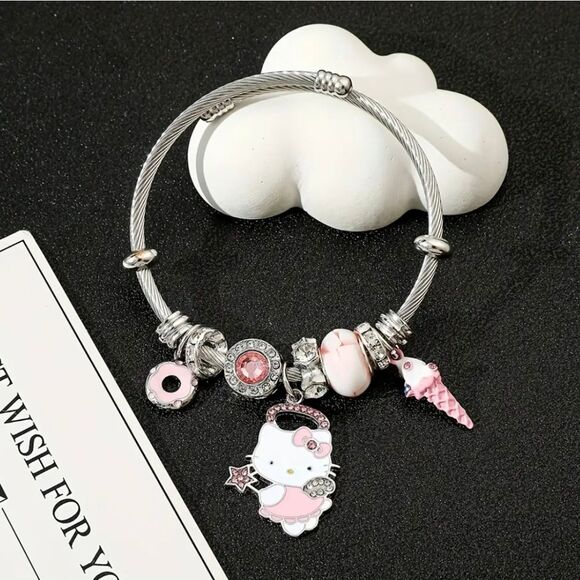 Silver & Pink Hello Kitty Necklace & Bracelet Set - Picture 6 of 7